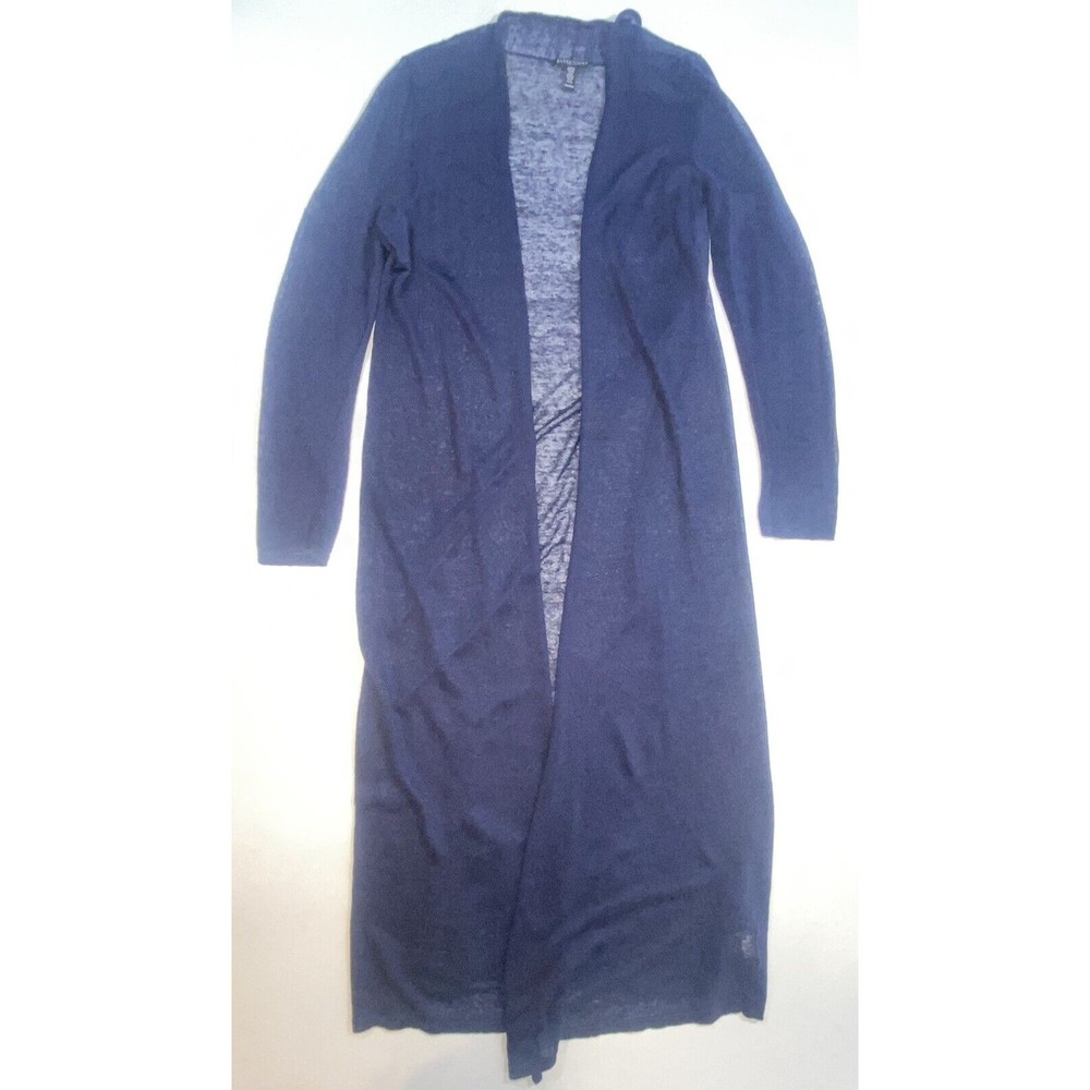 Eileen Fisher Sheer Hemp Open Duster Cardigan Navy Women's Petite Medium